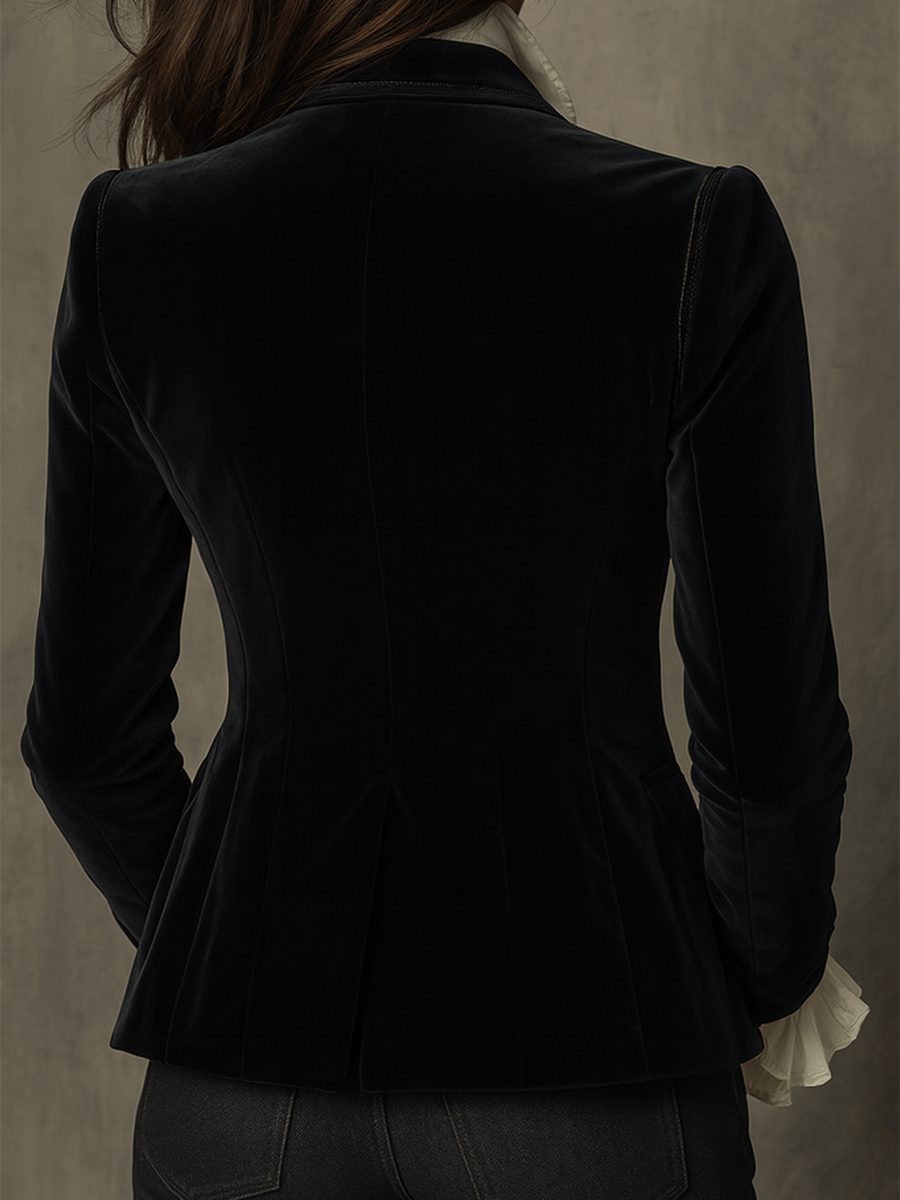 Embroidered Velvet Fitted Blazer 2