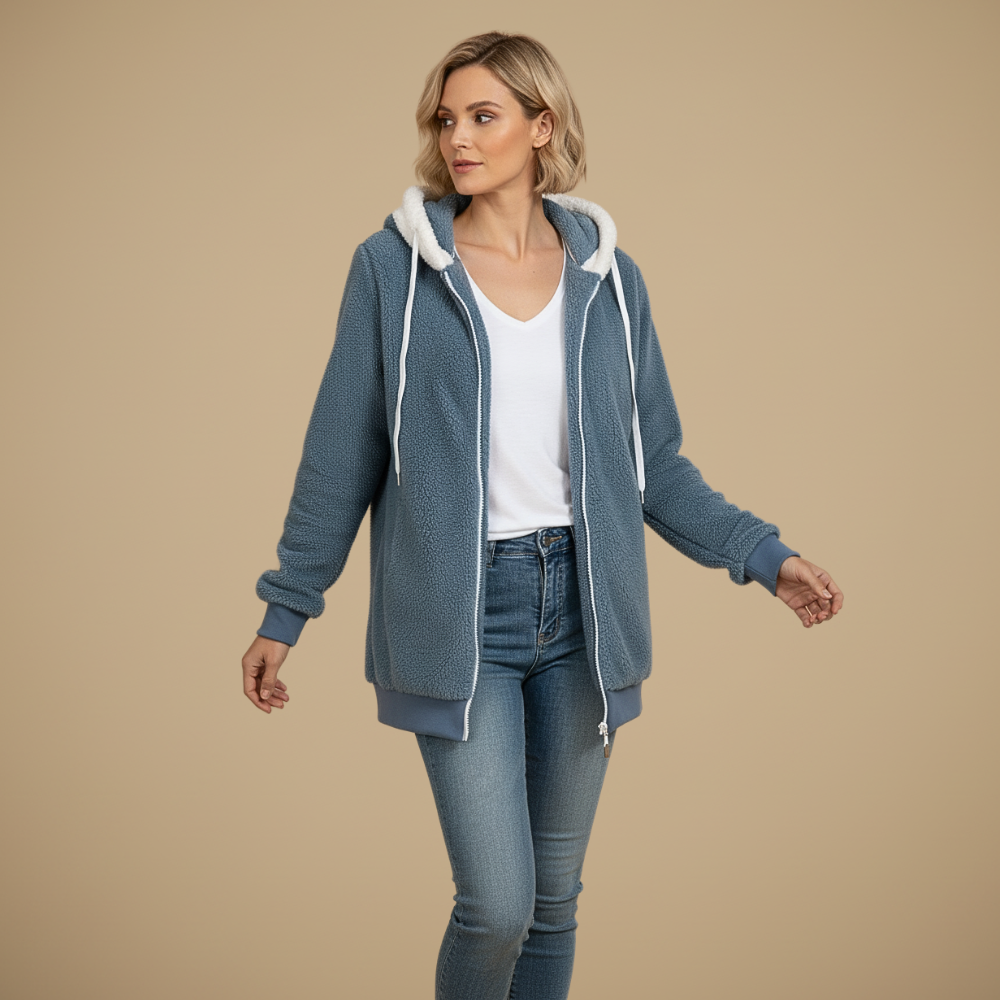 Hooded Zip Front Sherpa Fleece Jacket 2