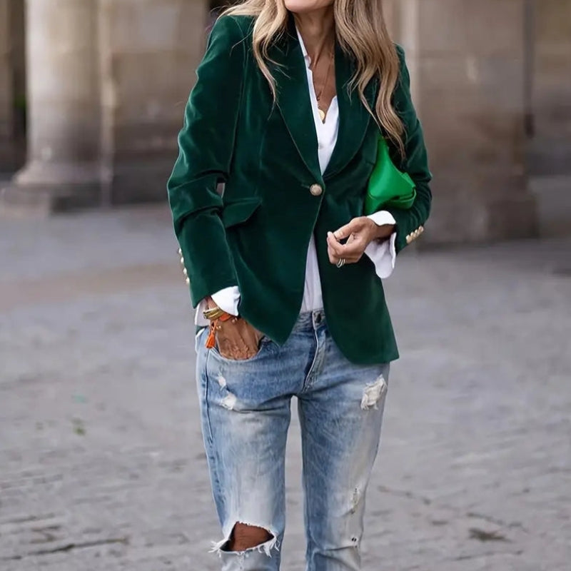 Velvet Single Breasted Blazer 5
