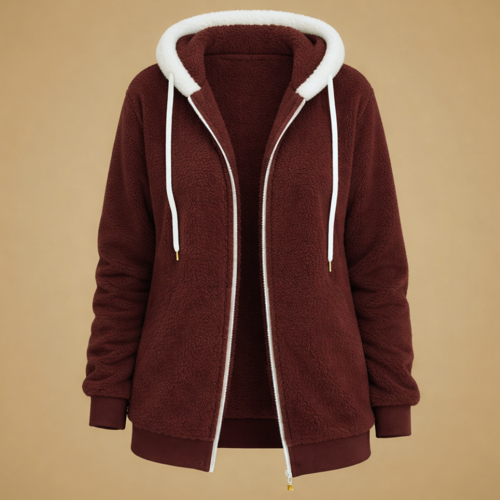 Hooded Zip Front Sherpa Fleece Jacket 18