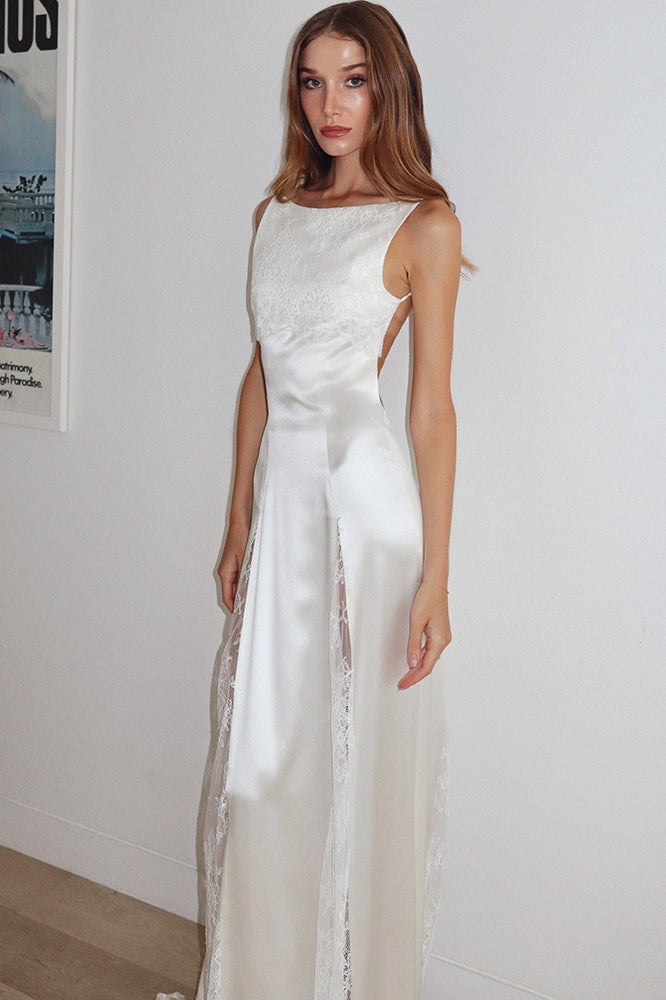 Backless Lace Sheer Mesh Dress