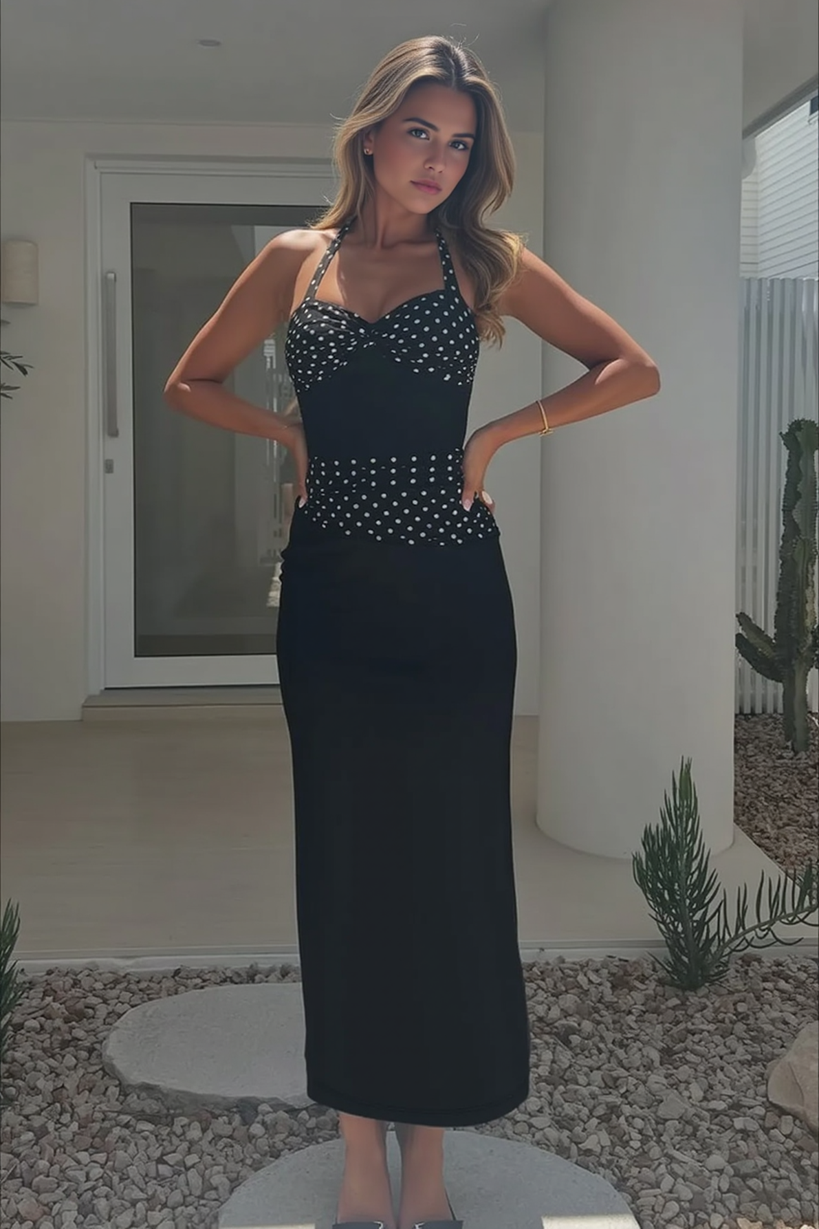 Halter U Neck Backless Tie Party Dress - View 3