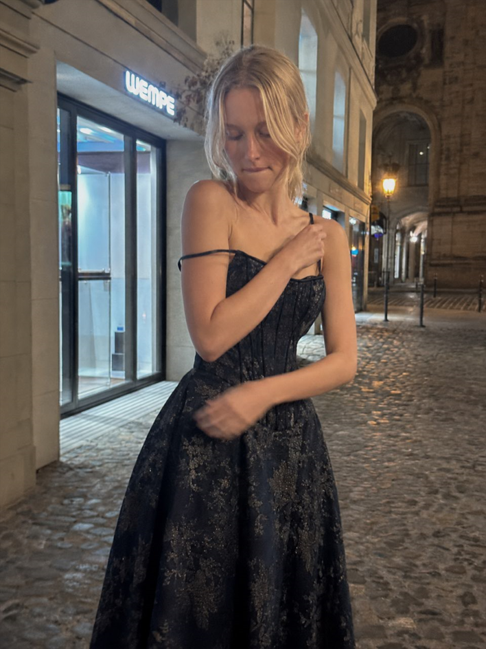 Glitter Jacquard Strappy Corset A-Line Ball Gown 2