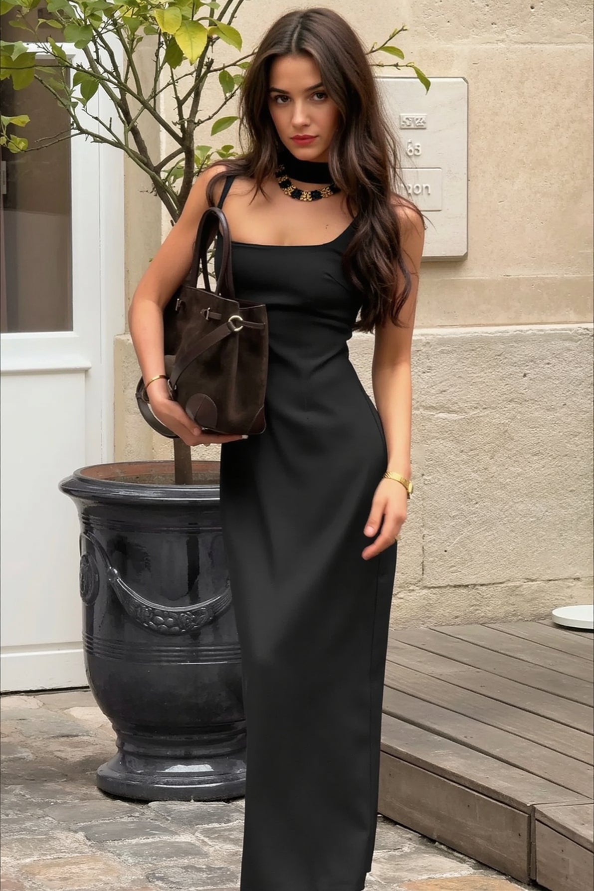 Square Neck Spaghetti Strap High Split Satin Slip Maxi Dress