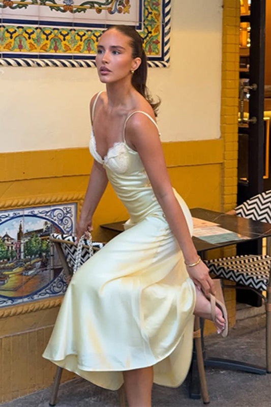 Lace Satin Maxi Dress