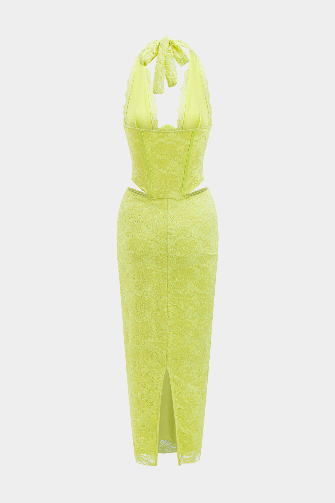 Lace Halter Neck Corset Cut Out Backless Bodycon Maxi Dress - View 3