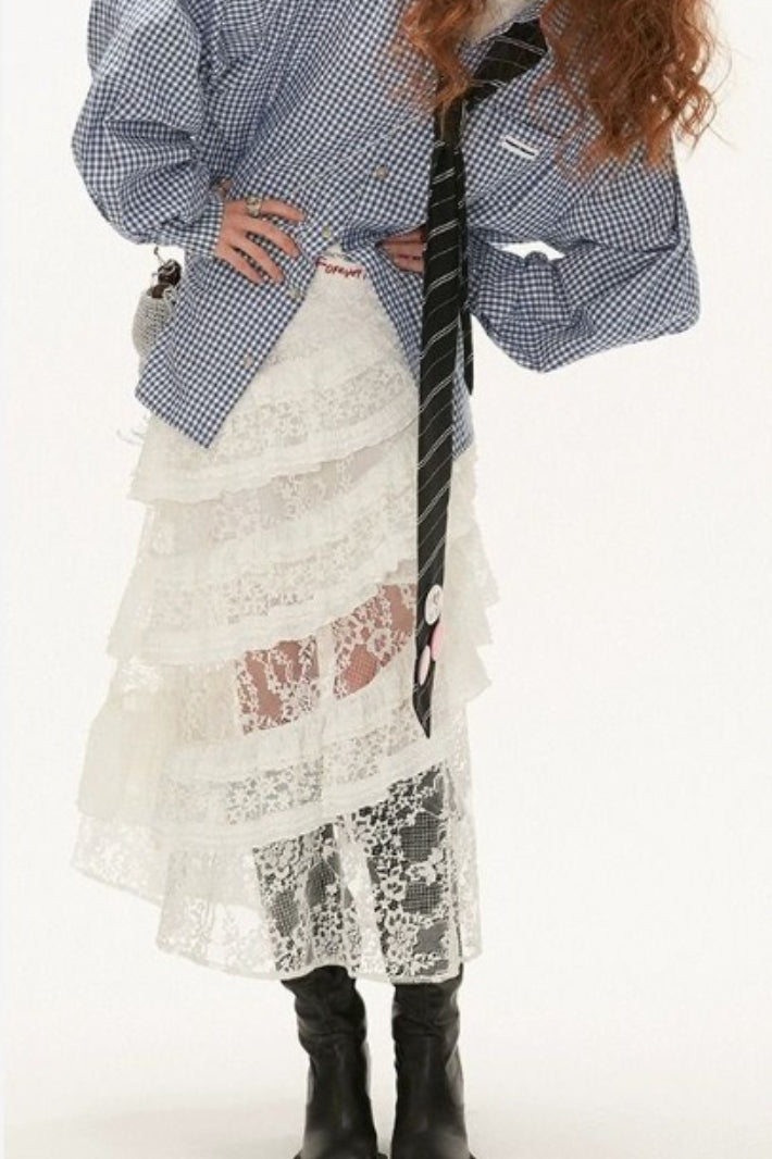 American Retro Sheer Lace Bodycon Skirt