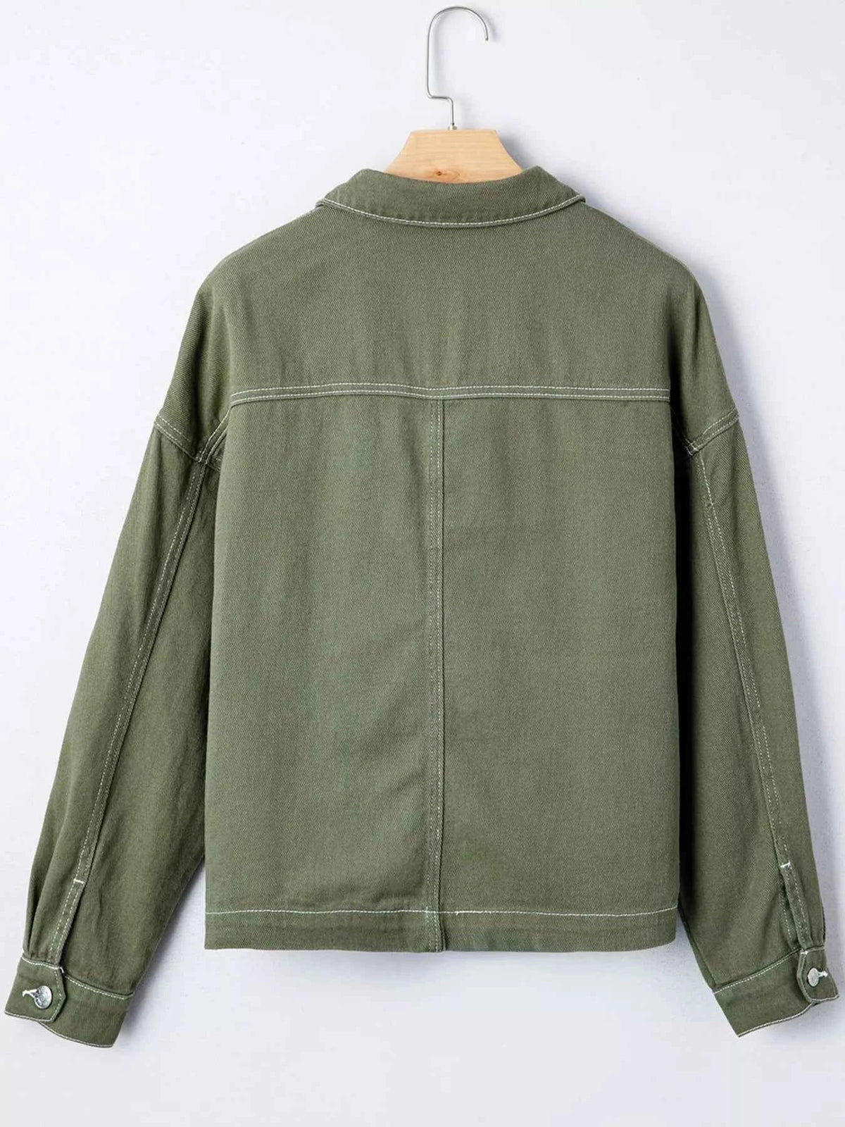 Patched Pocket Collared Button Front Boyfriend Denim