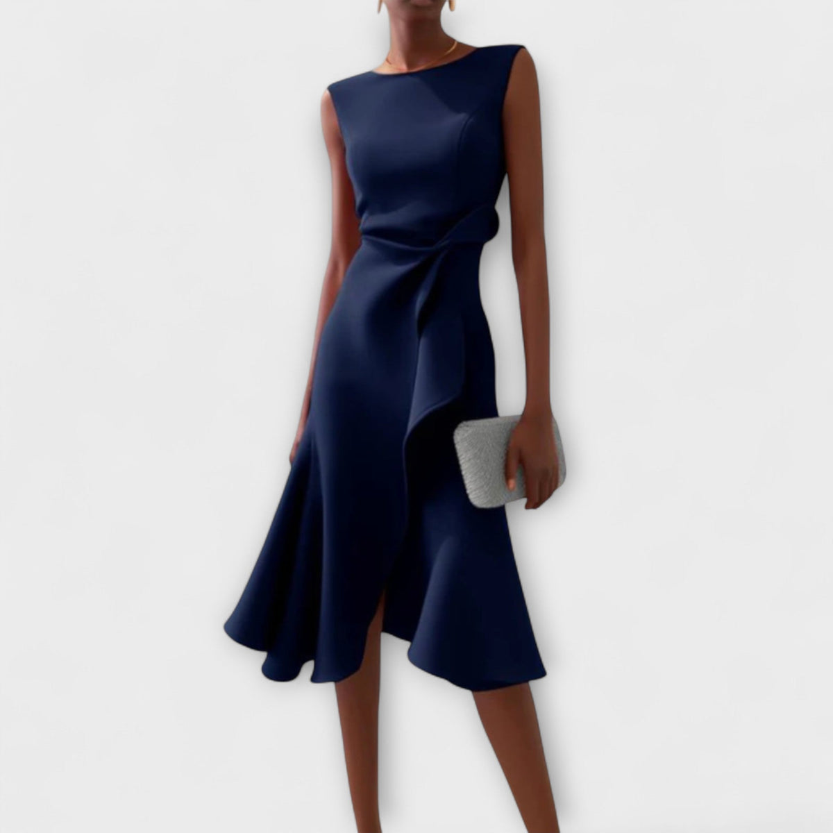 Boat Neck Sleeveless Ruffle A-Line Midi Dress 6