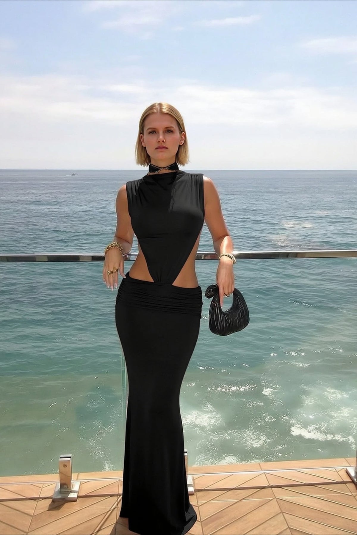 Backless High-Neck Dress