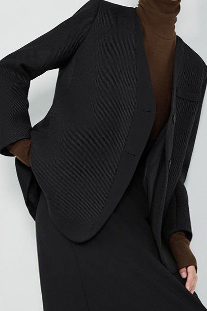 Collarless Button Front Long Sleeve Blazer 7