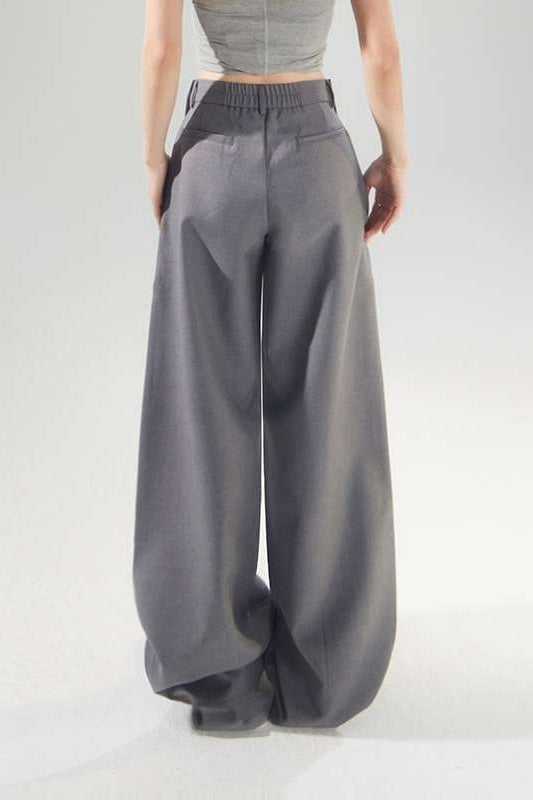Vintage High Waist Adjustable Pleated Wide Leg Tailored