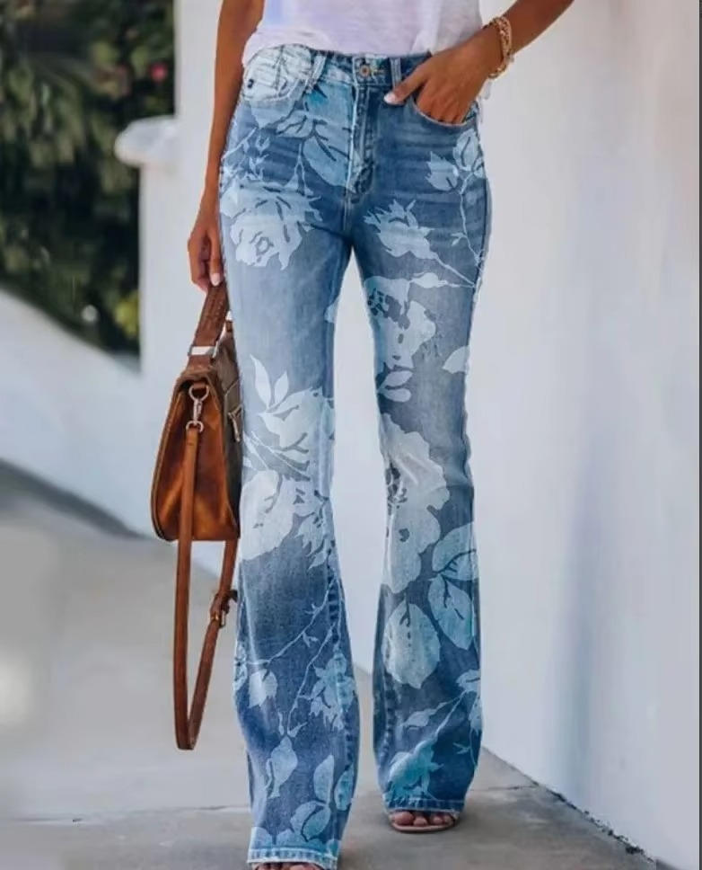 Floral Embroidered High Waist Flare Jeans 2