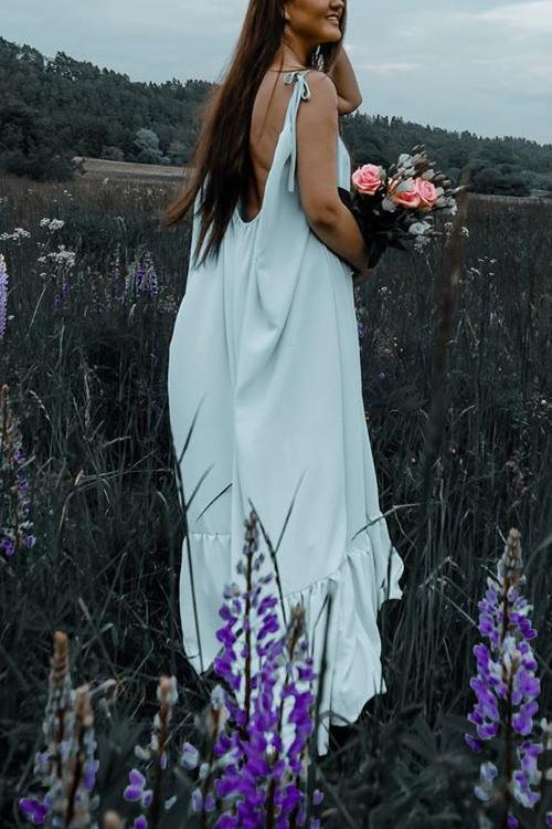 Spaghetti Strap V-Neck Tiered Ruffle Hem Maxi Dress - View 19