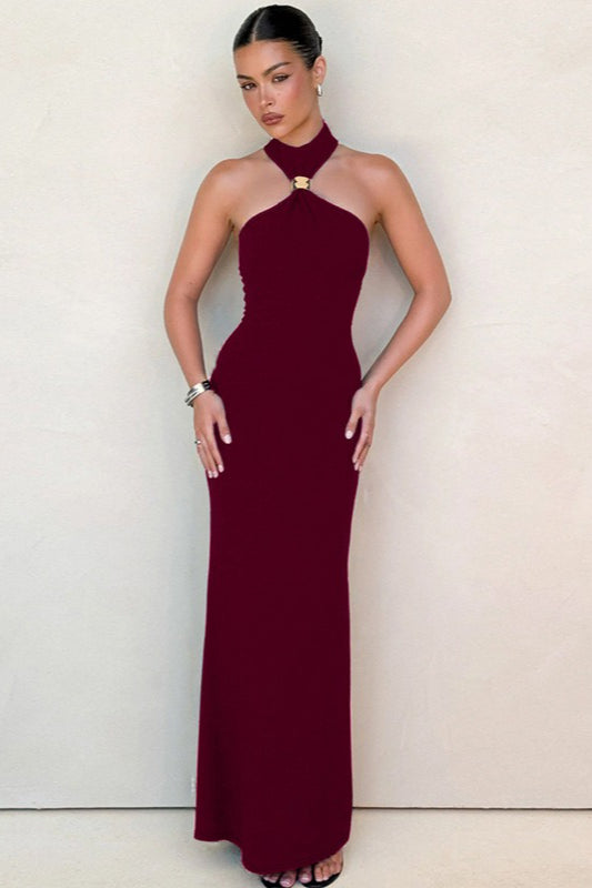 Halter Neck Sleeveless Side Slit Mermaid Maxi Dress - View 6
