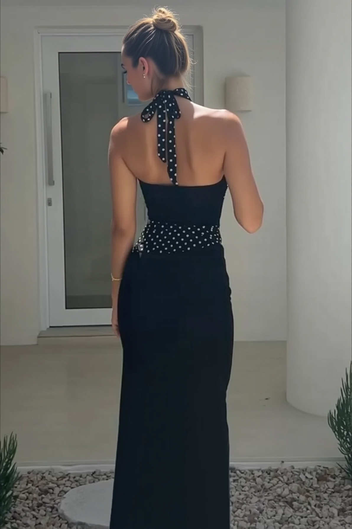 Halter U Neck Backless Tie Party Dress - View 4