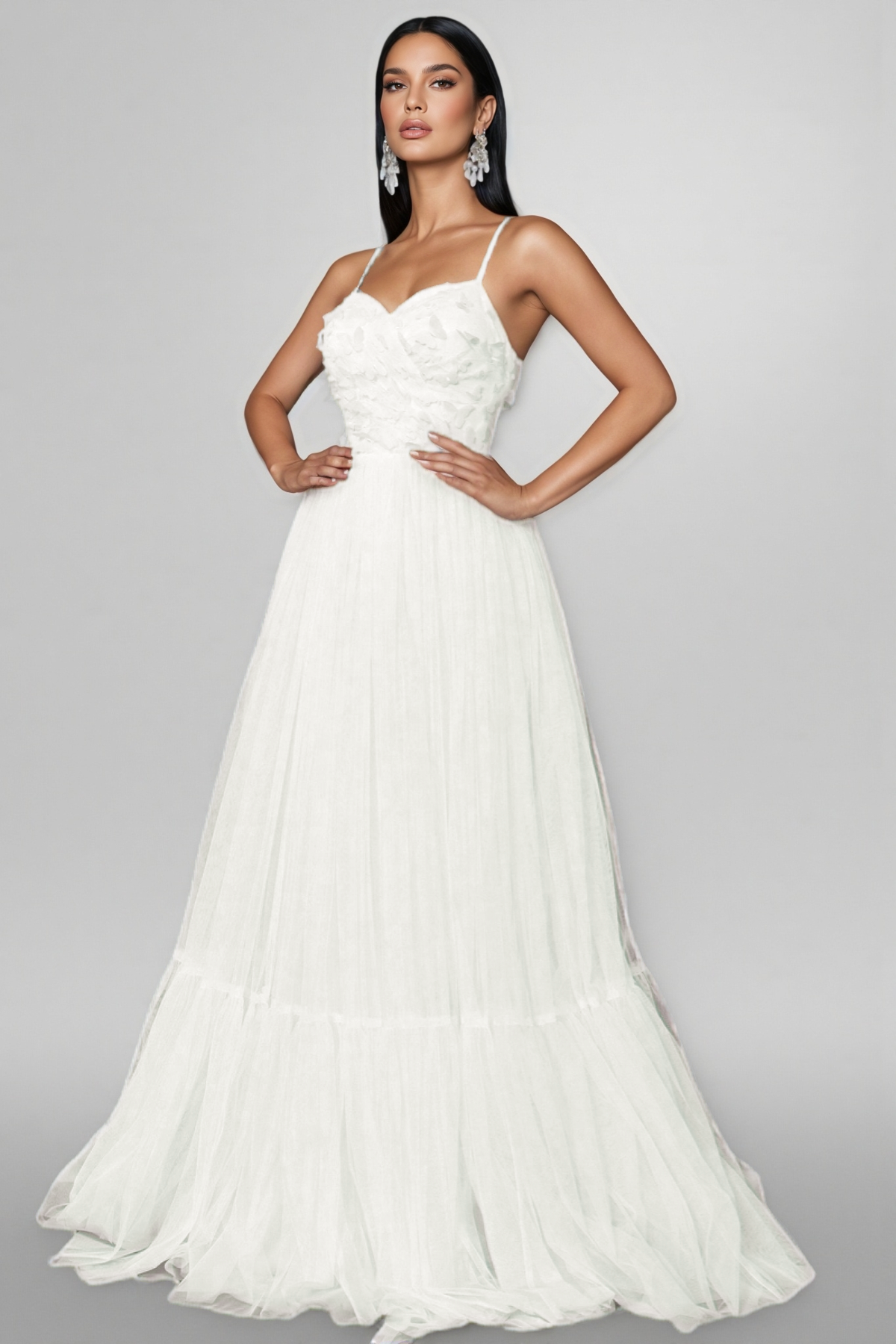 Cosima White Halter Mesh Maxi Dress