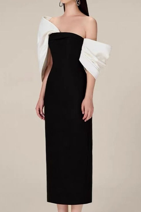 Oversized Bow High Waist Formal Dress - View 3