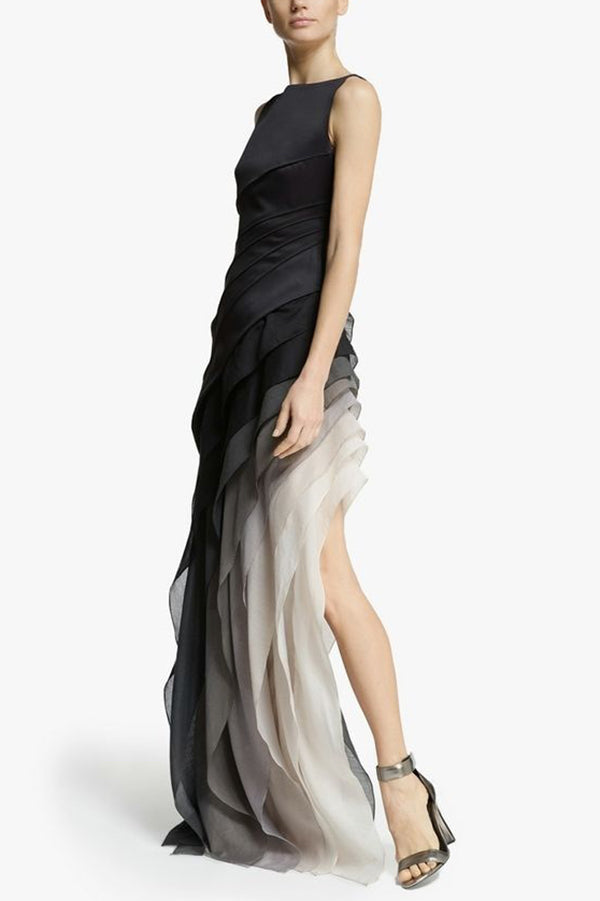 Elegant and Mysterious Tulle Gradient Cascading Design Gown Maxi Dress - View 4