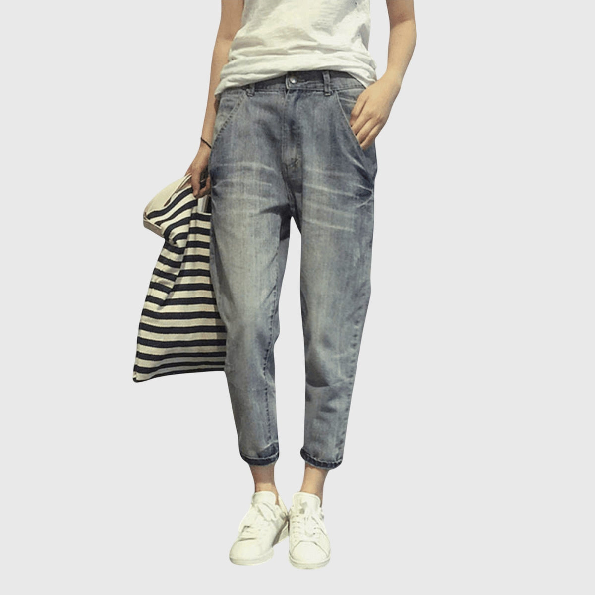 High Waist Loose Tapered Harem Jeans