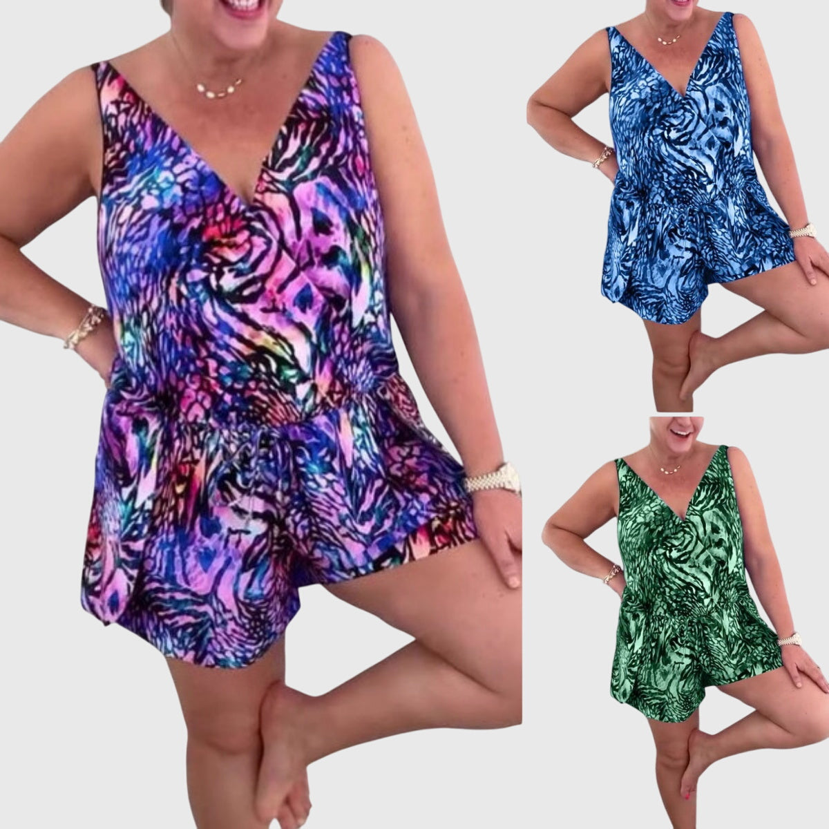 Animal Print V-Neck Sleeveless Playsuit 4