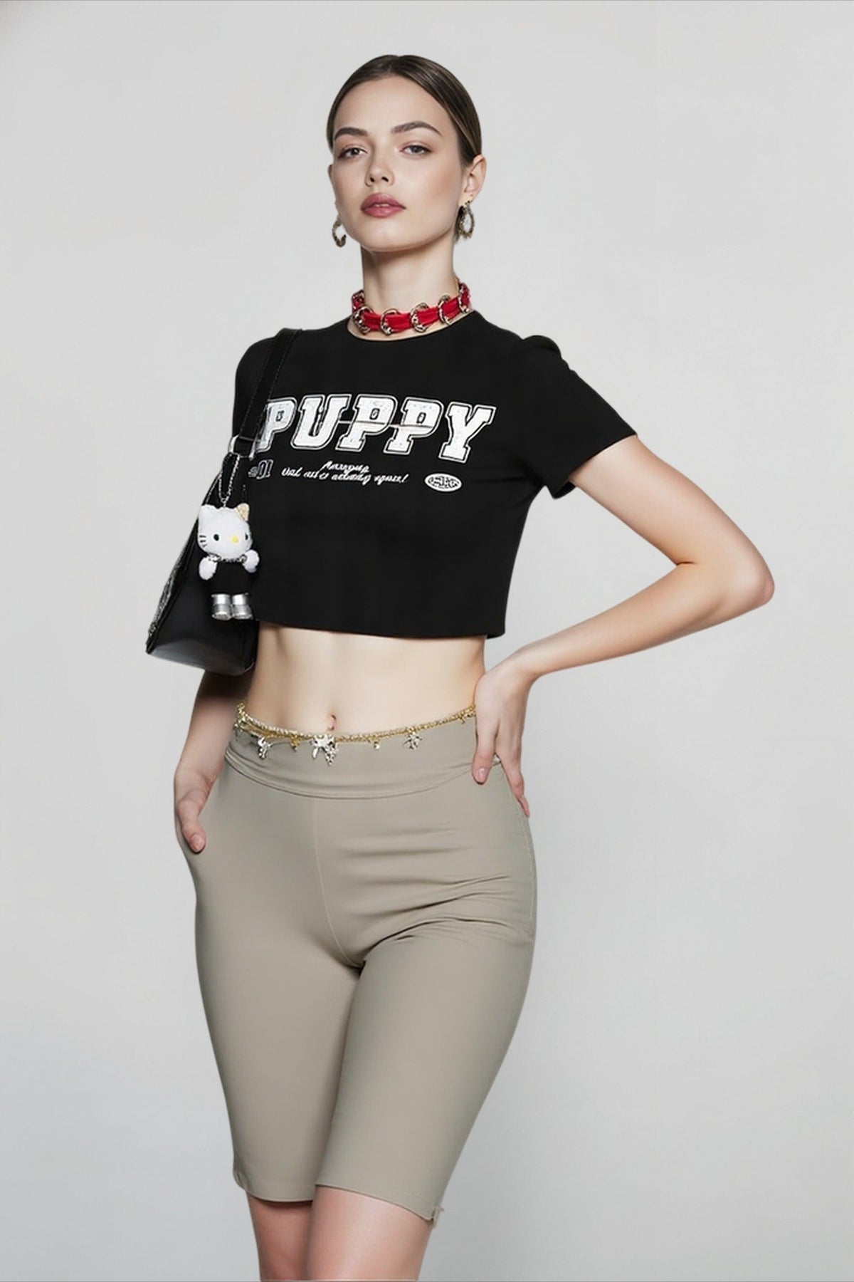Y2K Print Cutout Crop Top