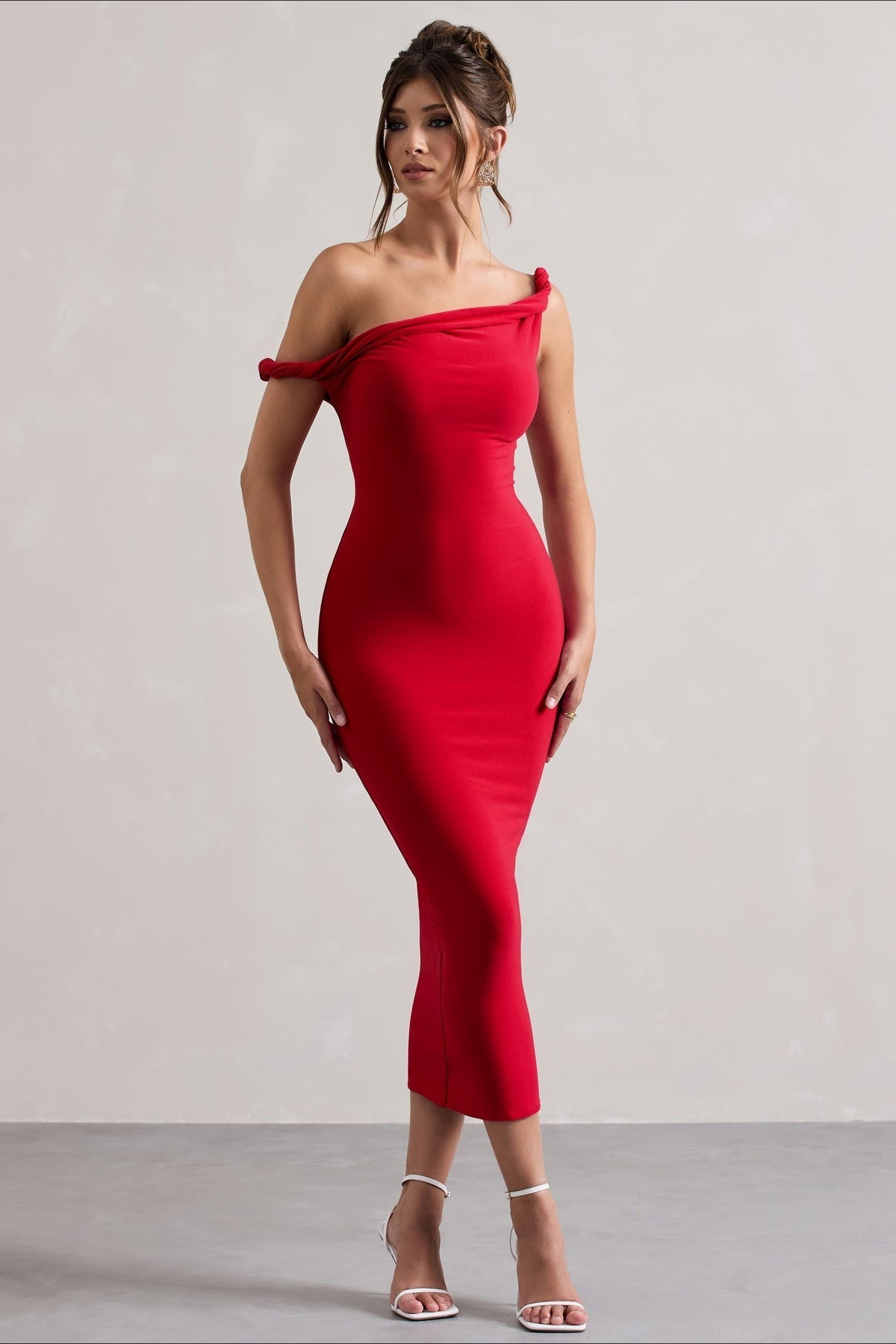 One Shoulder Twist Strap Bodycon Midi Party Dress - View 3