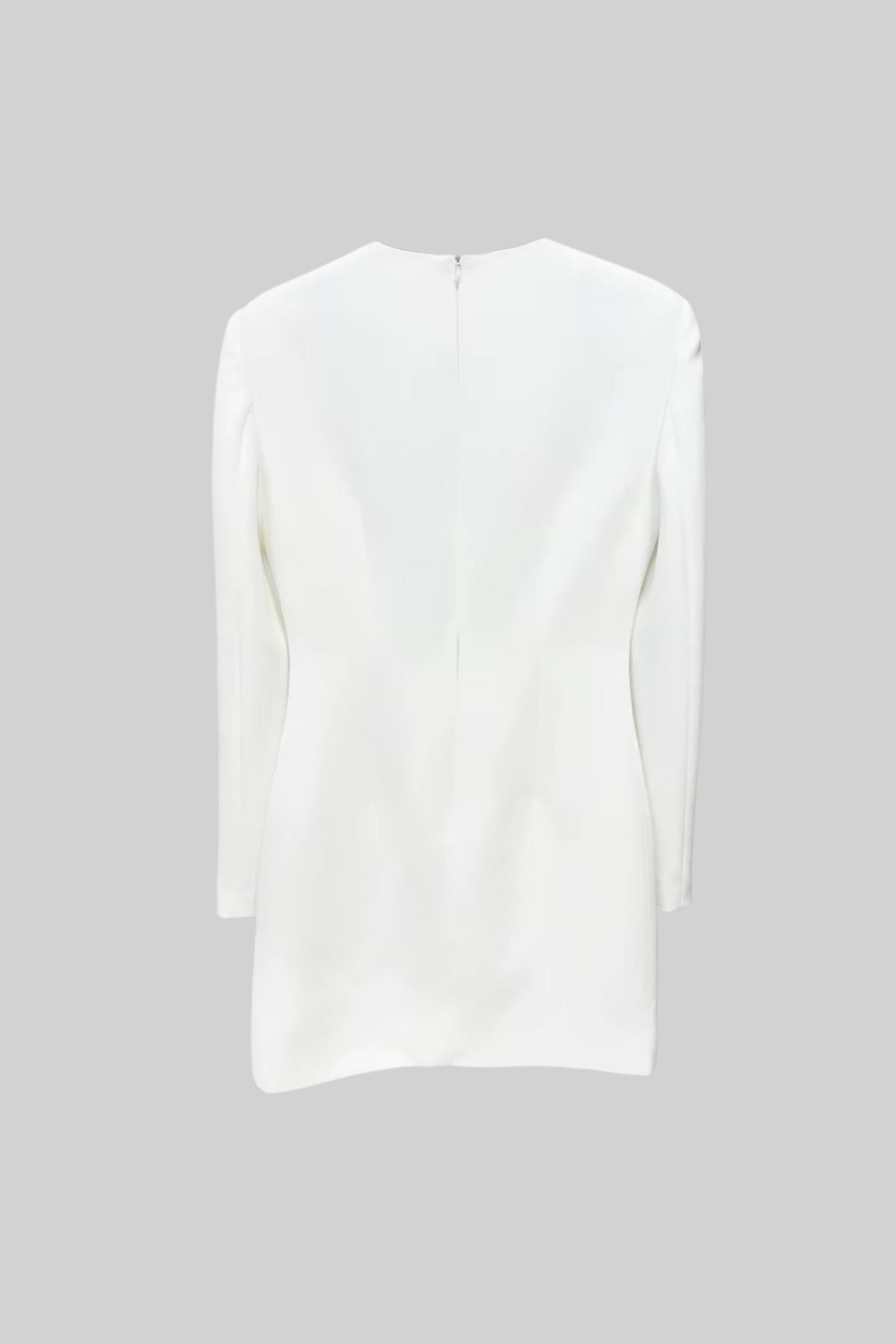 Long Sleeved Mini Dress With Contrasting Floral Embroidery - White - View 17