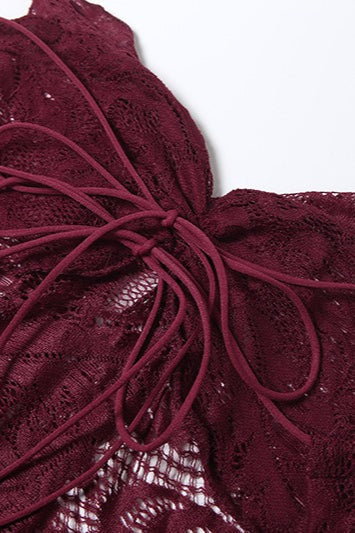 Lace Strapless Party Dress in Red - View 5