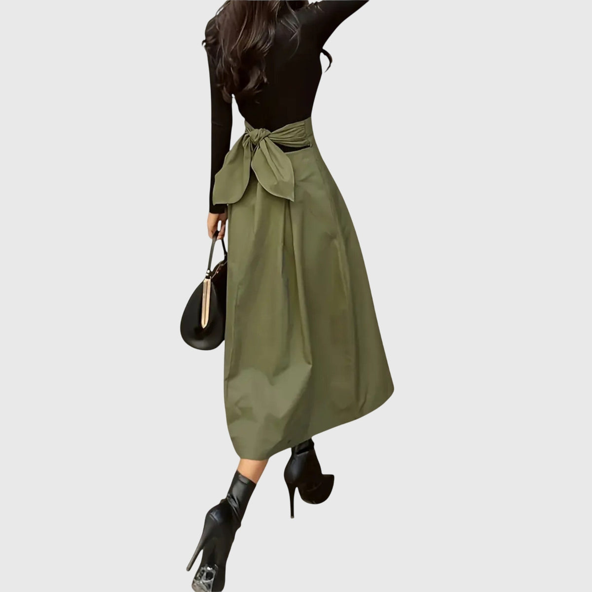 High Waist A-Line Midi Skirt 2