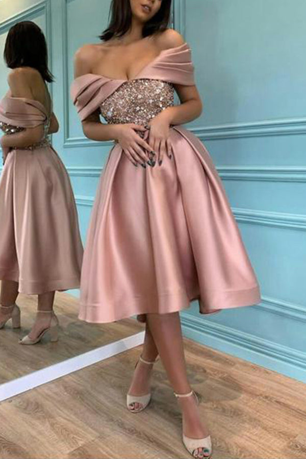 Sequin Off Shoulder Bodycon Cocktail Midi Dress - View 3