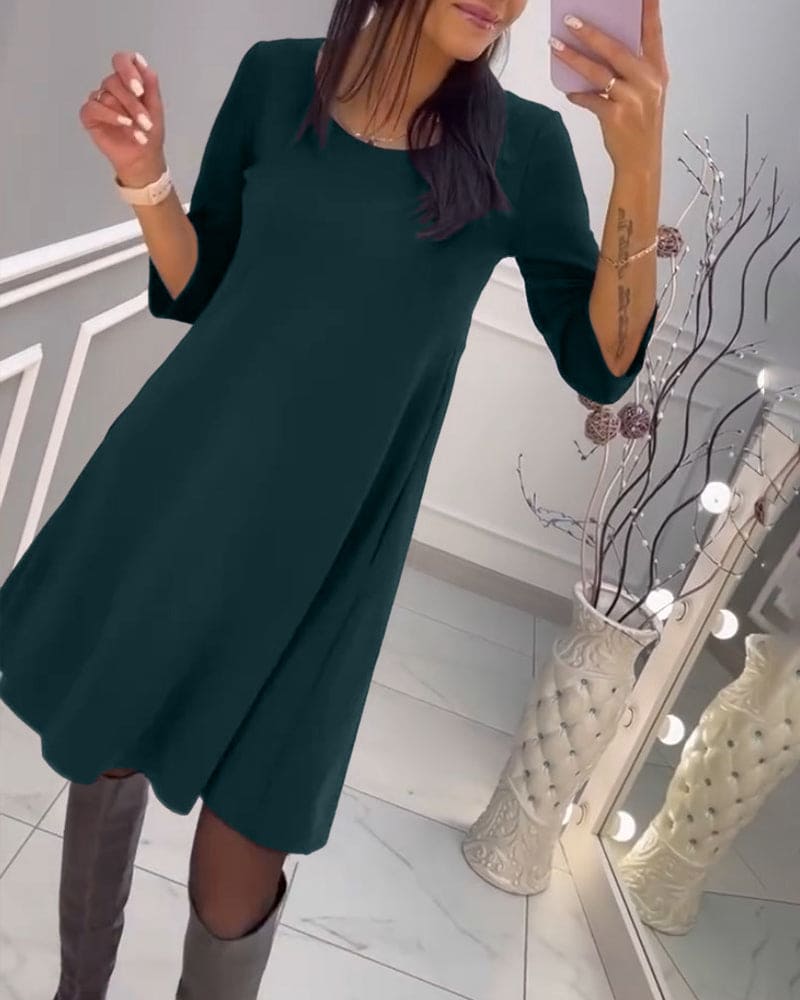 V-Neck Wrap Short Sleeve A-Line Midi Dress - View 5