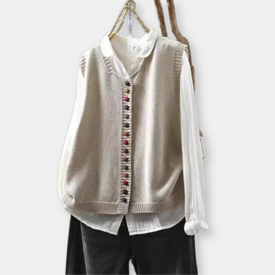 Round Neck Button Front Knit Sweater Vest 2