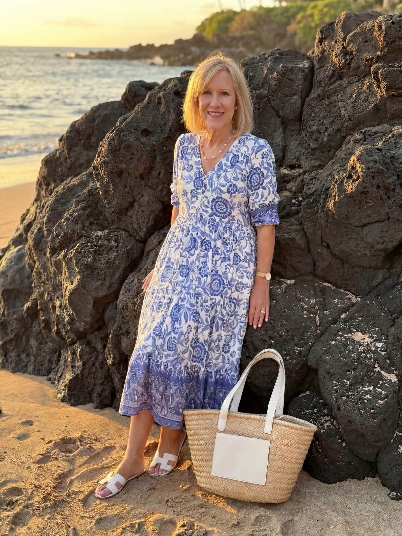 Floral Print V-Neck Tiered Maxi Dress 2