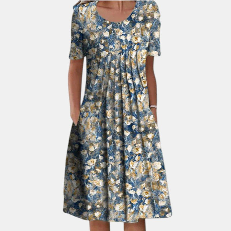 Wildflower Floral Short Sleeve Pleated Midi Dress 3