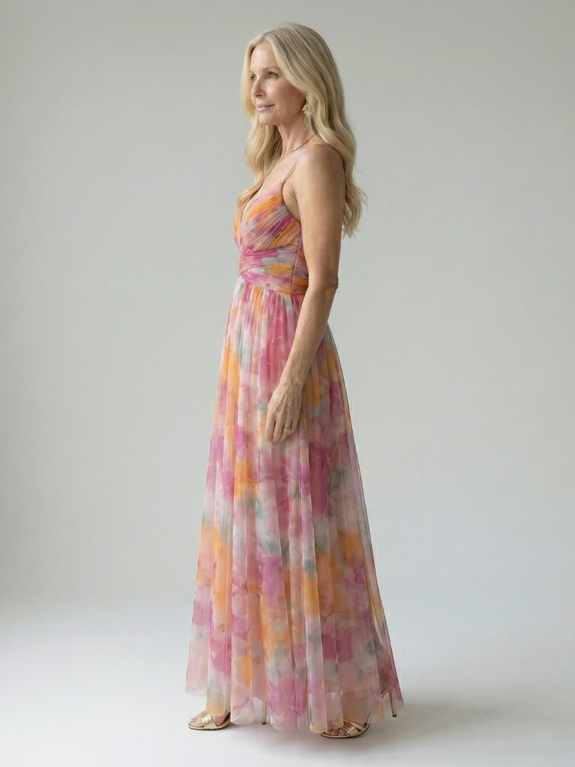 Floral V-Neck Spaghetti Strap Wrap Maxi Dress 2