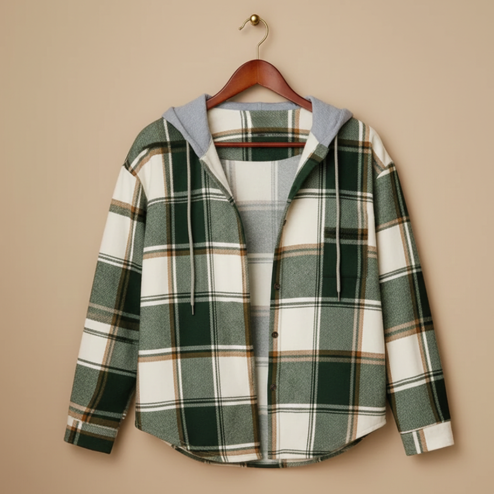 Plaid Sherpa Hooded Button Front Shacket 10