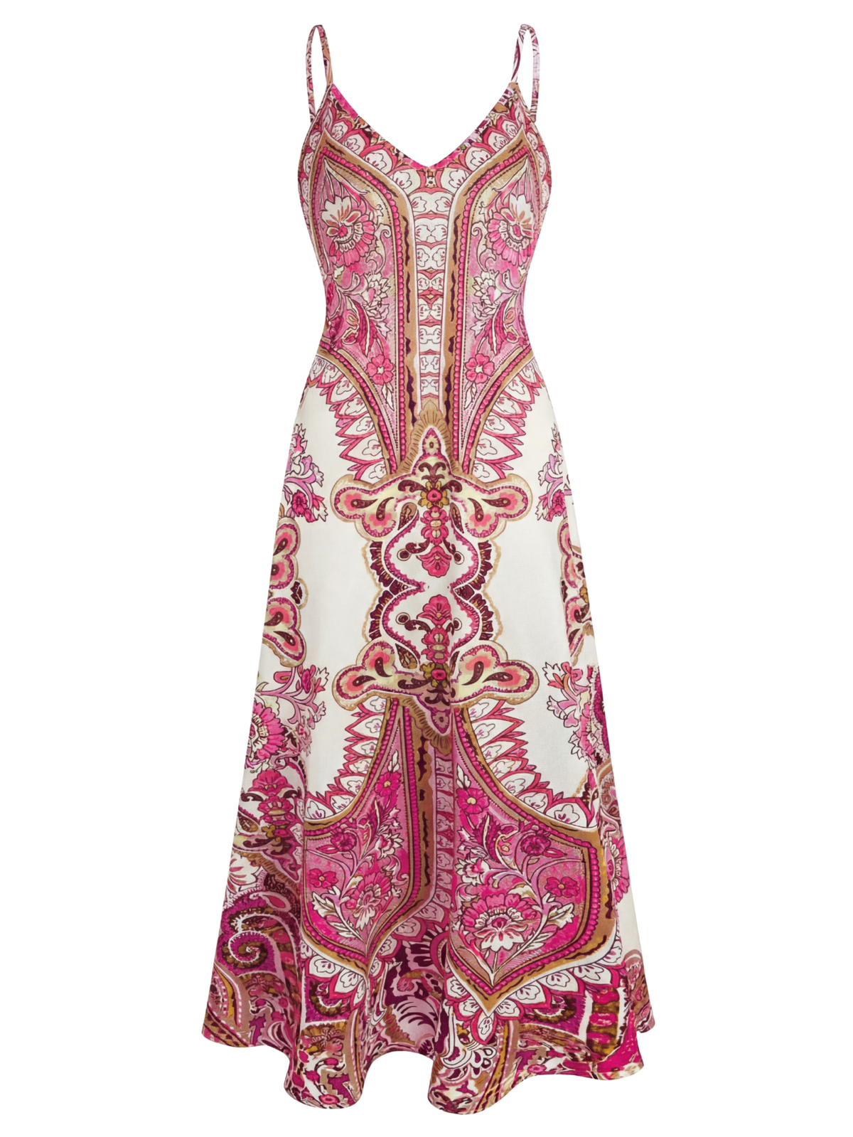 Paisley Print V-Neck Spaghetti Strap Boho Maxi Dress 6