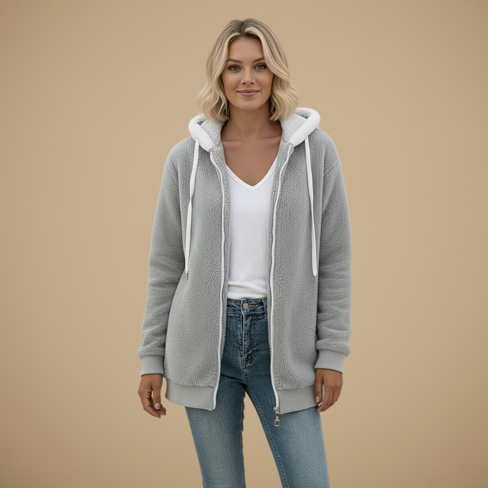 Hooded Zip Front Sherpa Fleece Jacket 13