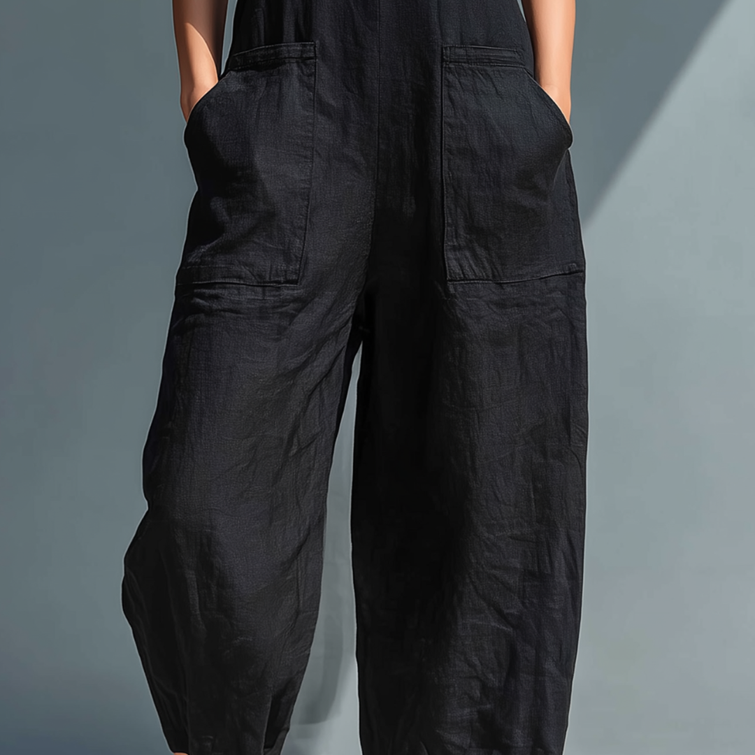 Sleeveless Button Front Wide Leg Jumpsuit 5