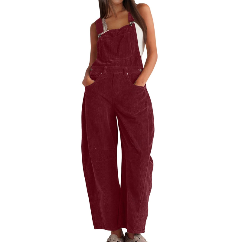 Corduroy Wide Leg Adjustable Strap Overall Jumpsuit 3