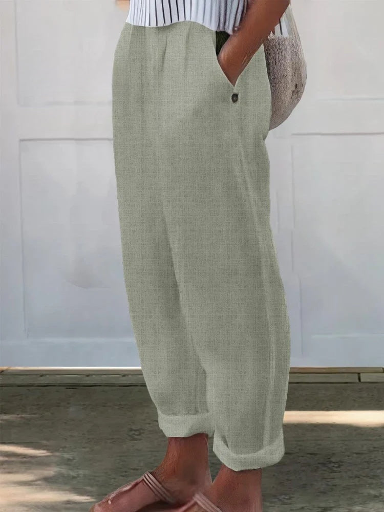 High Waist Tapered Pocket Casual Pants 3