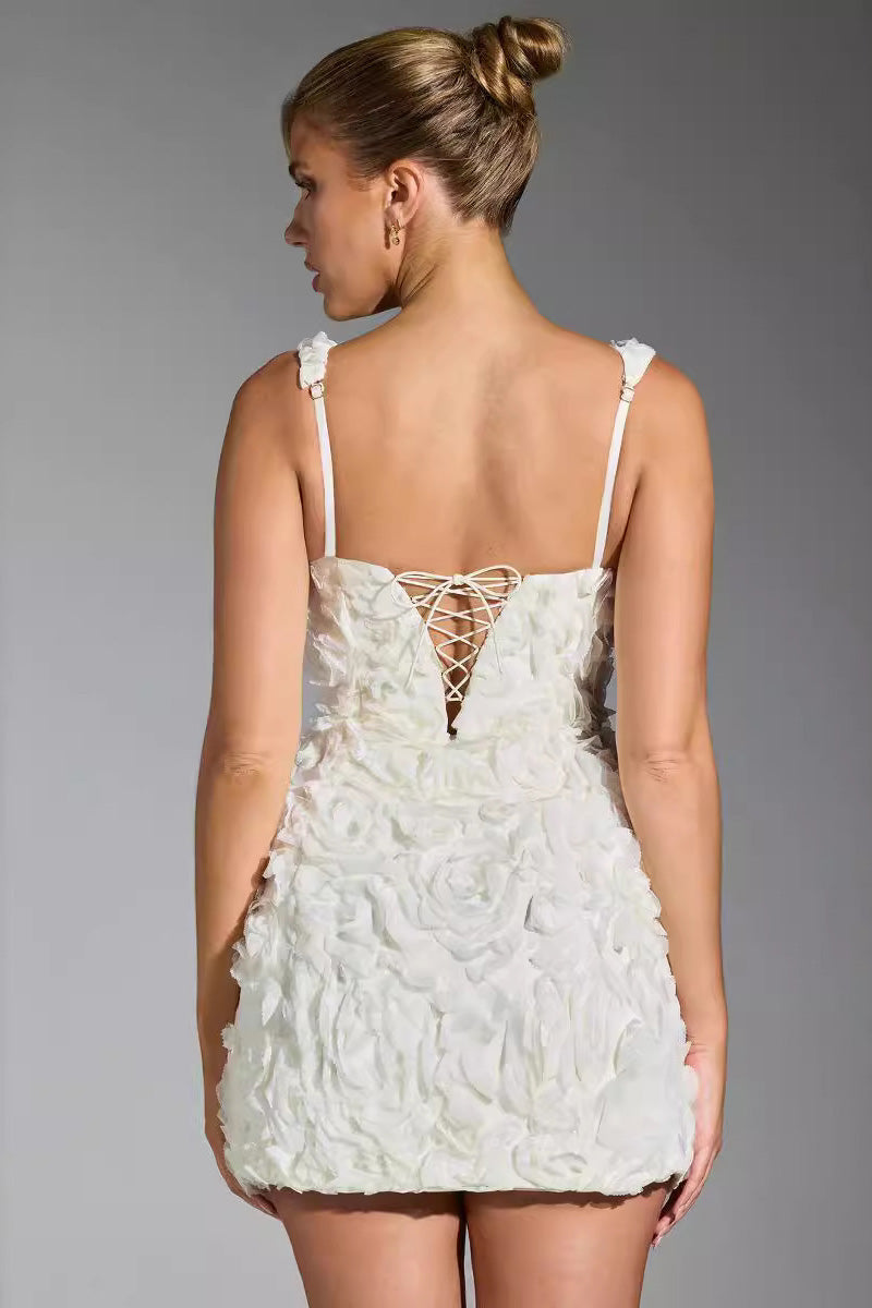 Floral Applique Square Neck Corset Bodycon Mini Dress - View 2