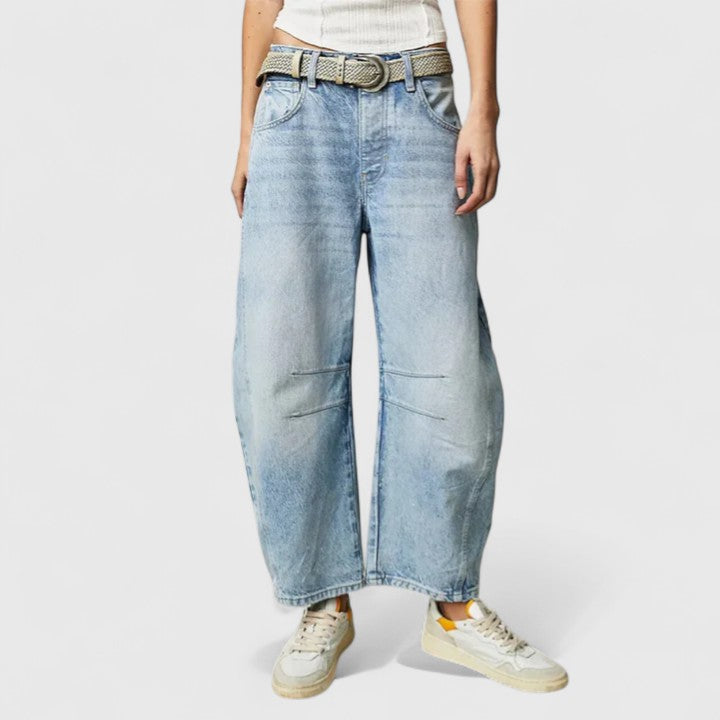 High Waist Faded Barrel Leg Jeans 2