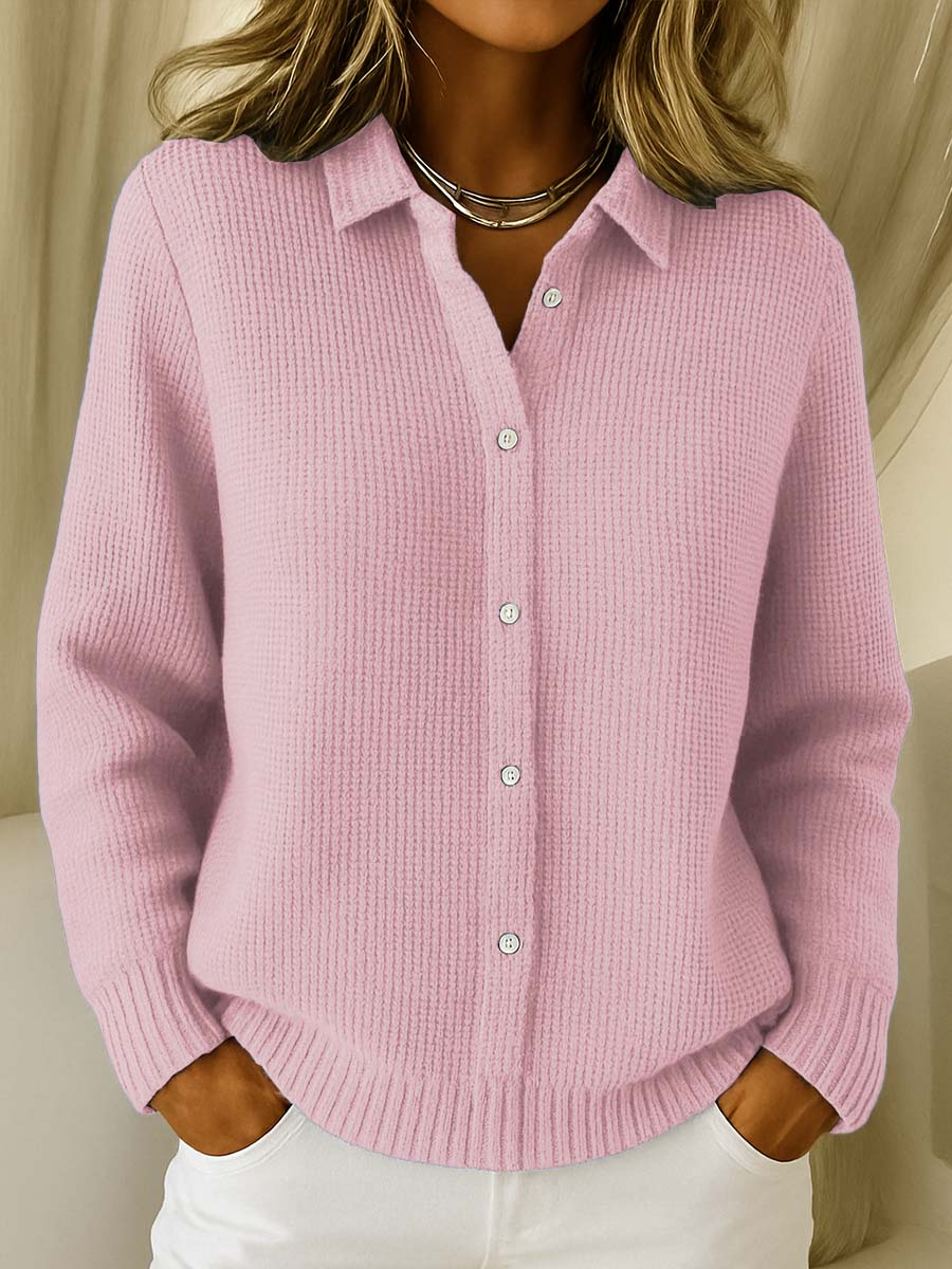 Collared Button Front Waffle Knit Shirt 3