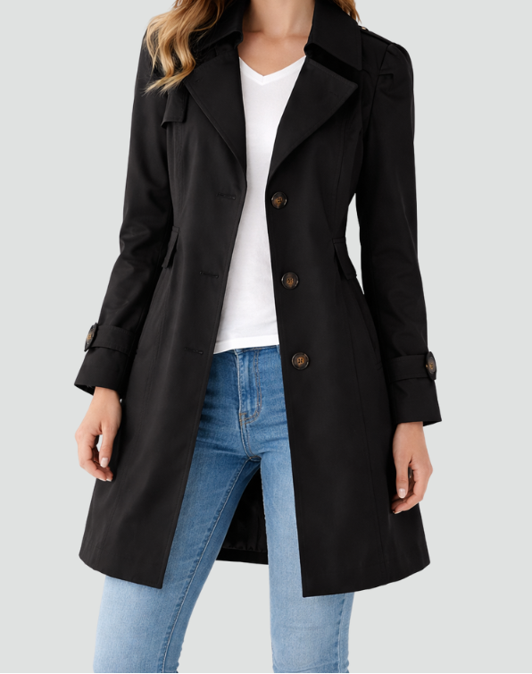 Single Breasted Notch Lapel Belted Trench Coat 4