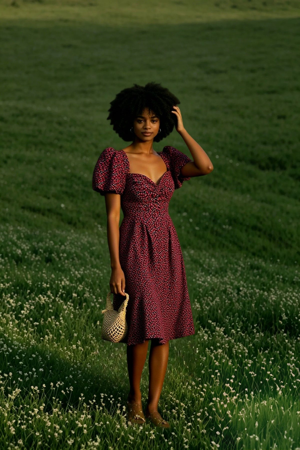 Vintage Washed Floral Midi Dress