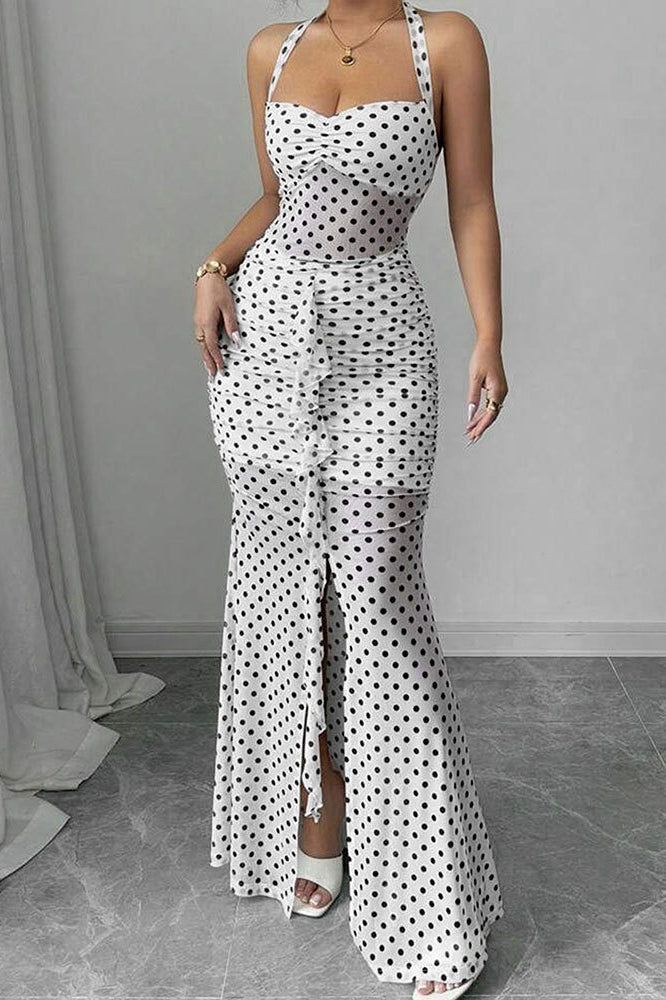 Backless Sheer Mesh Maxi Dress