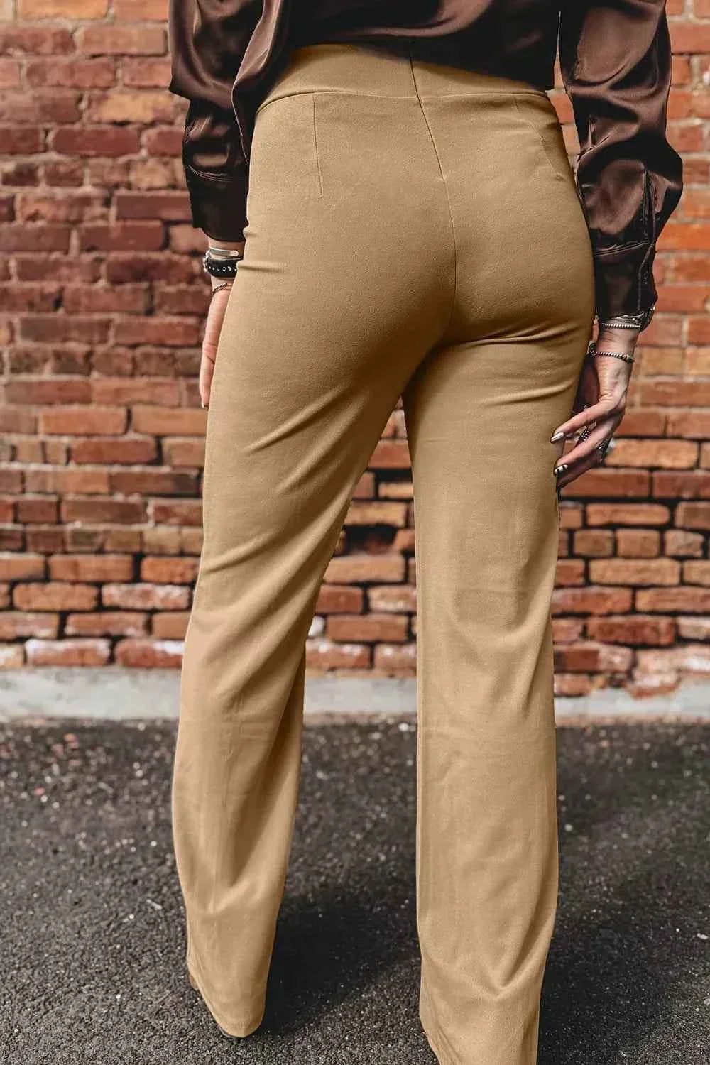 High Waist Full Length Regular Fit Pants