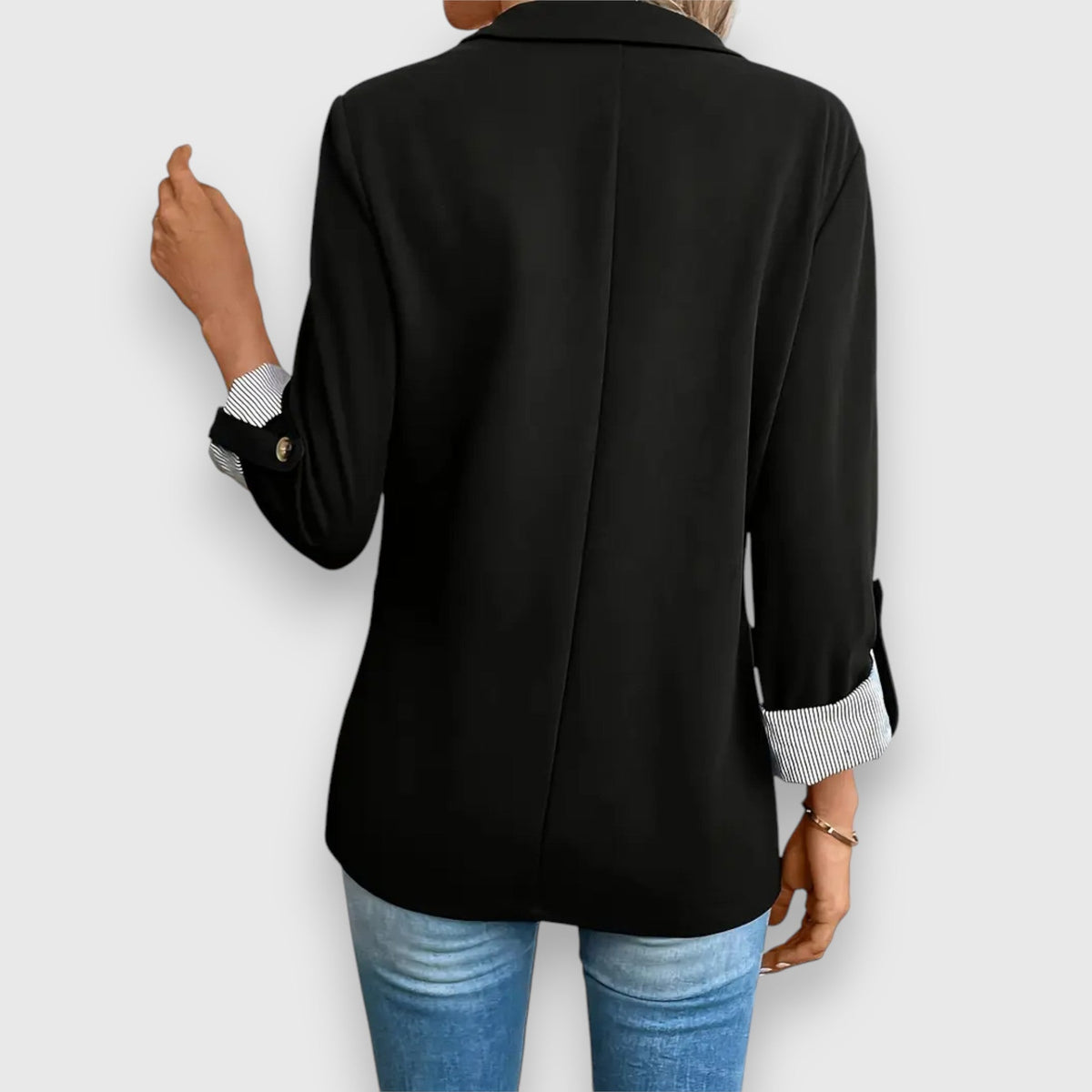 Notch Lapel Roll Up Sleeve Single Button Blazer 10
